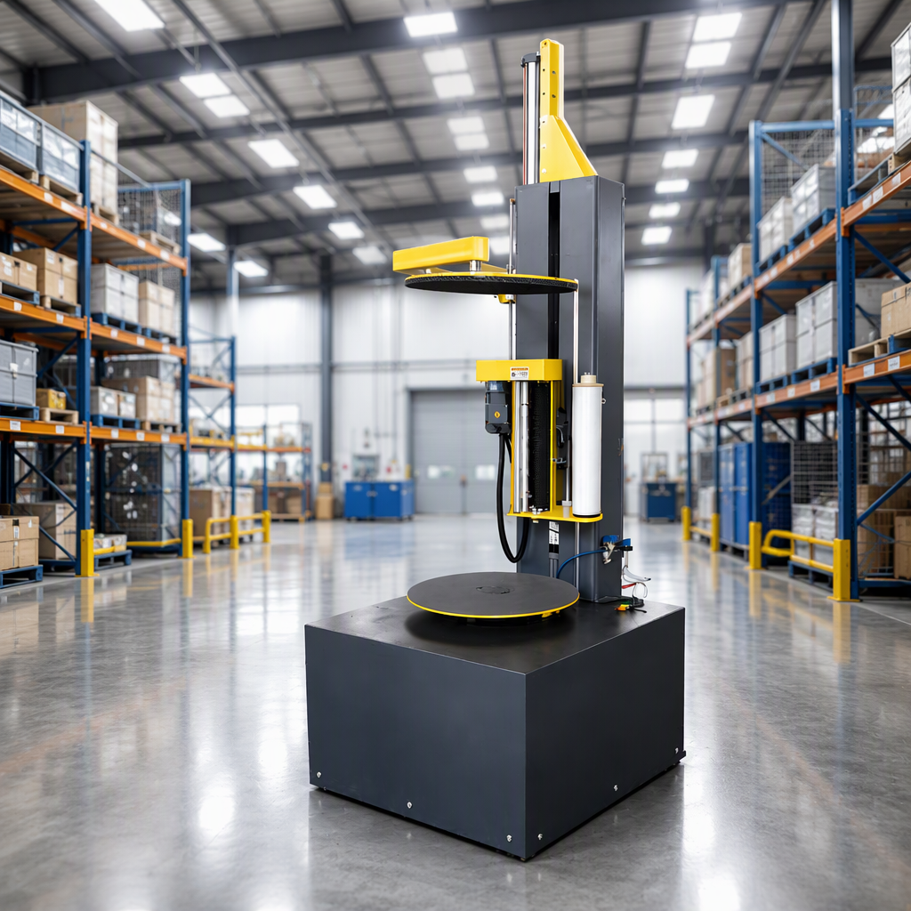 Machines voor het wikkelen van vrachtbundels zonder pallets met behulp van rekfolie.