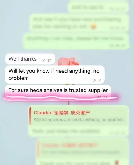 Klantinspectie en levering Guangzhou Heda Shelves Co., Ltd.