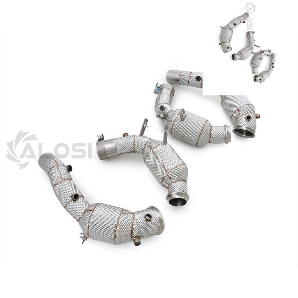 Turbo Downpipe set (set van twee) geschikt voor BMW M5 F90 S63 4.4T Twin Turbo V8 2017-2023, SS304 gebogen buizen met brede boring.