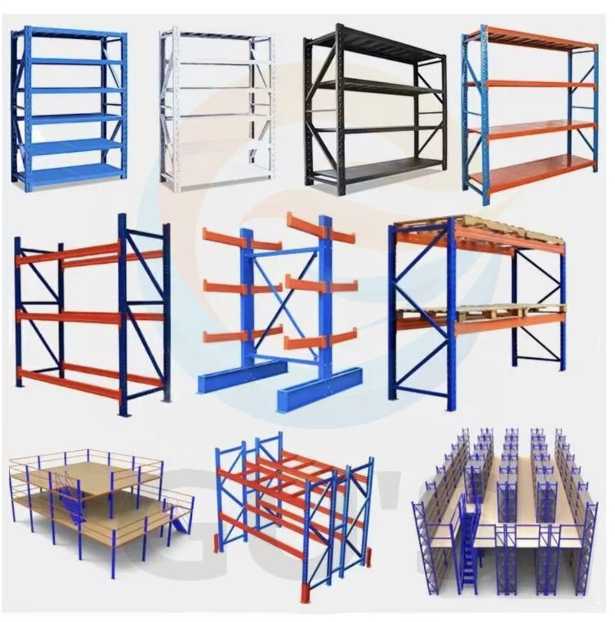 Robuust stalen magazijnrek met 5 lagen, palletopslagsysteem.