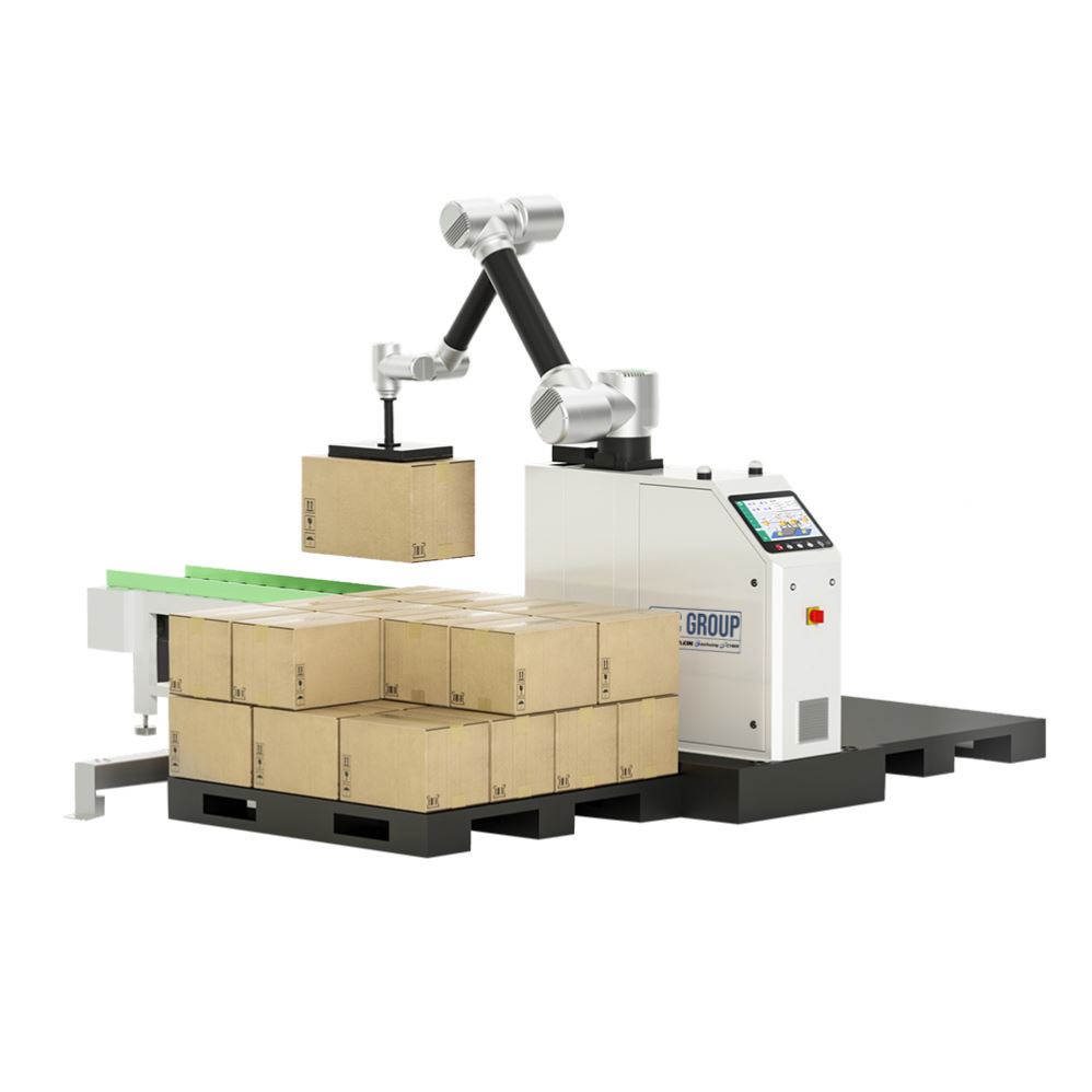 Geïntegreerd mobiel palletiseer-cobotwerkstation, collaboratieve robotpalletstapelaar, automatisch pick-and-place-systeem voor kartonnen dozen.