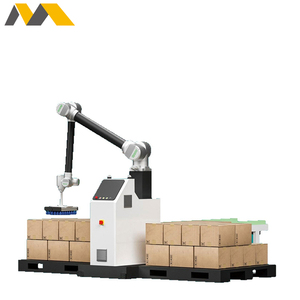 Modulaire, collaboratieve robotpalletiseerwerkplek met veiligheidsafscherming en touchscreen