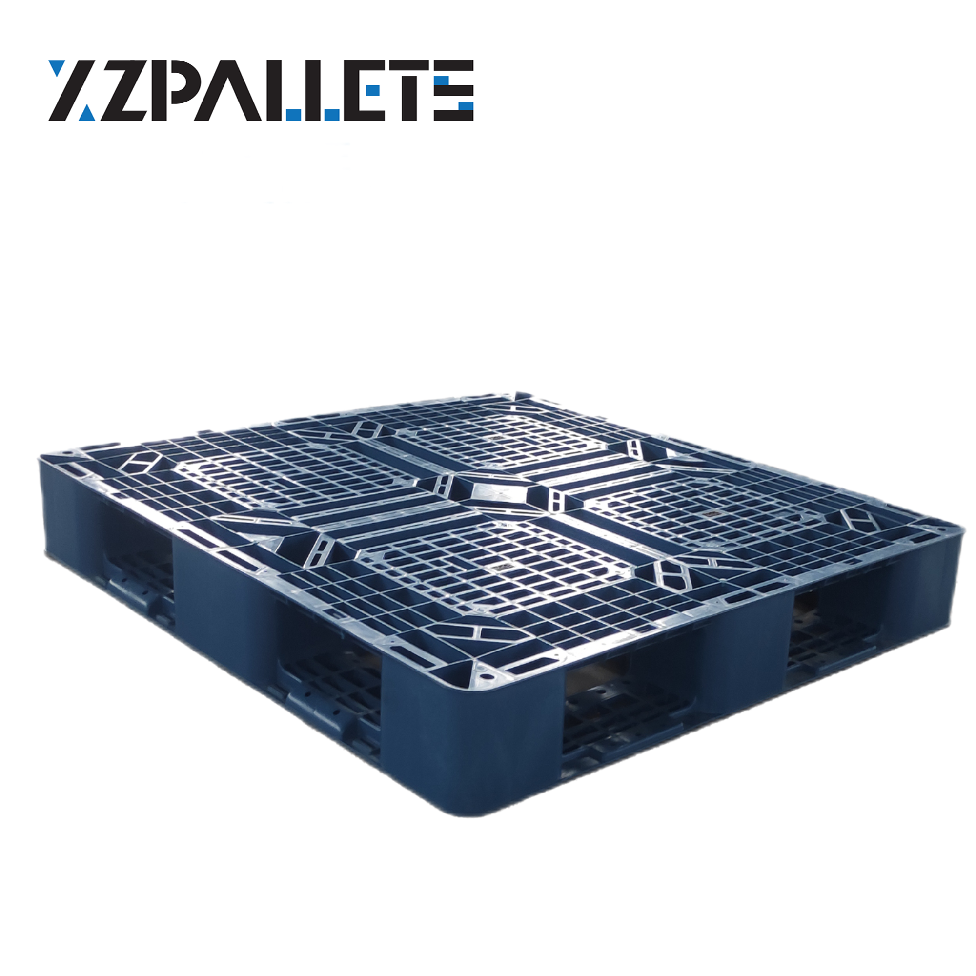 Zware, enkelzijdige, stapelbare en omkeerbare Euro HDPE kunststof pallet te koop. Pallet voor actieve opslag.