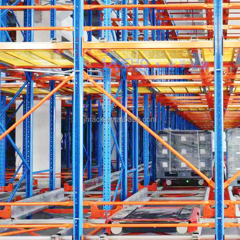 Robuust 4-weg shuttle-stellingsysteem van staal, radiogestuurde palletstelling, geautomatiseerde magazijnopslag met hoge dichtheid. Fabrikant van dergelijke systemen.