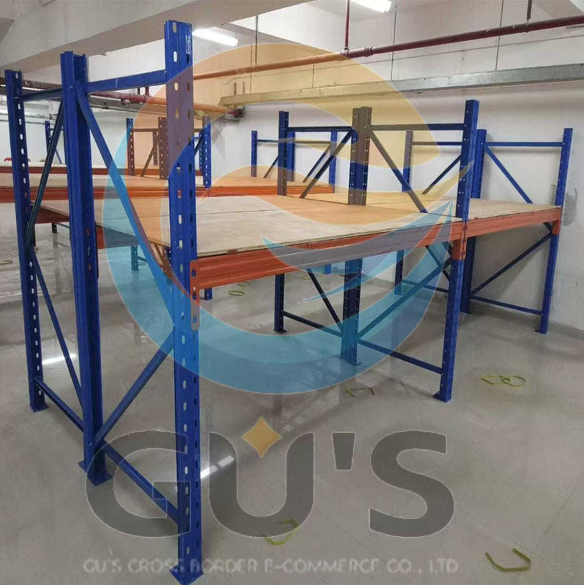 Robuust stalen magazijnrek met 5 lagen, palletopslagsysteem.