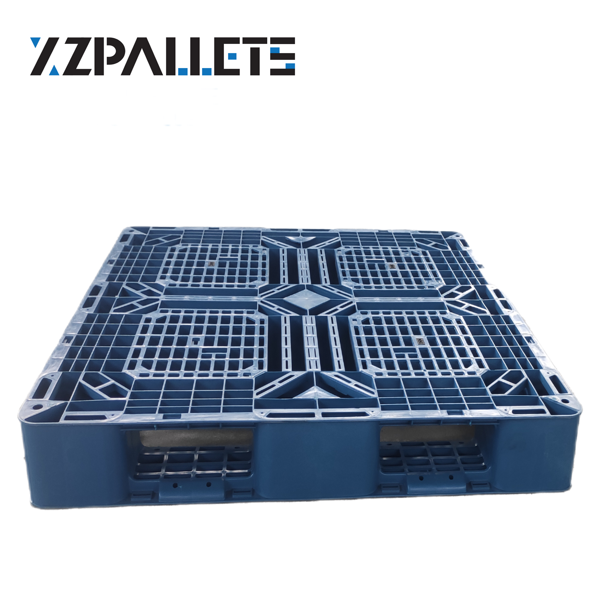 Zware, enkelzijdige, stapelbare en omkeerbare Euro HDPE kunststof pallet te koop. Pallet voor actieve opslag.