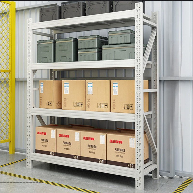 Robuust stalen opslagrek, verstelbare metalen schappen, magazijnpalletstellingen, corrosiebestendige industriële schappen.