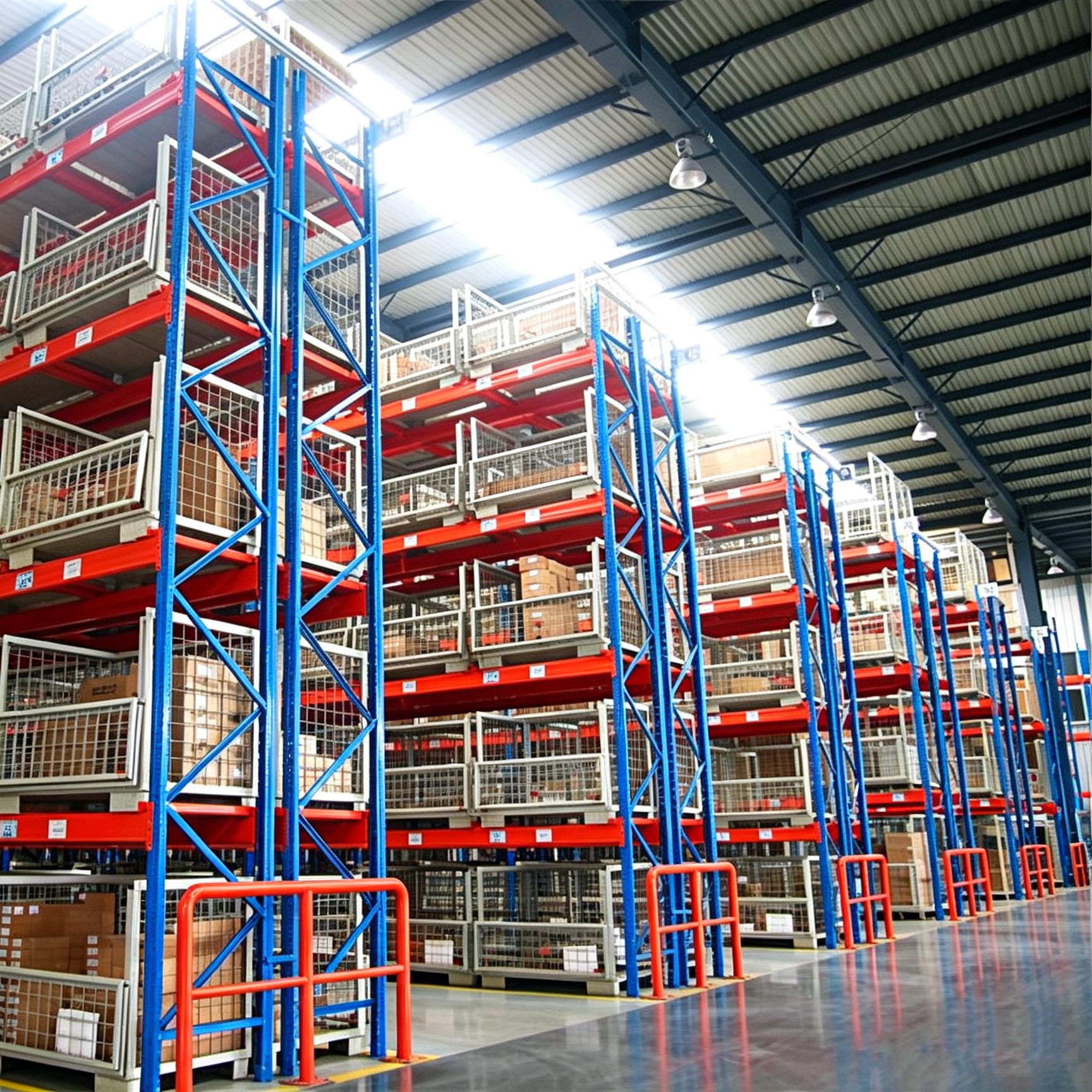 Amerikaanse standaard palletstelling met een hoog draagvermogen van 1000-3000 kg, verstelbaar, meerdere niveaus en geschikt voor zwaar gebruik.