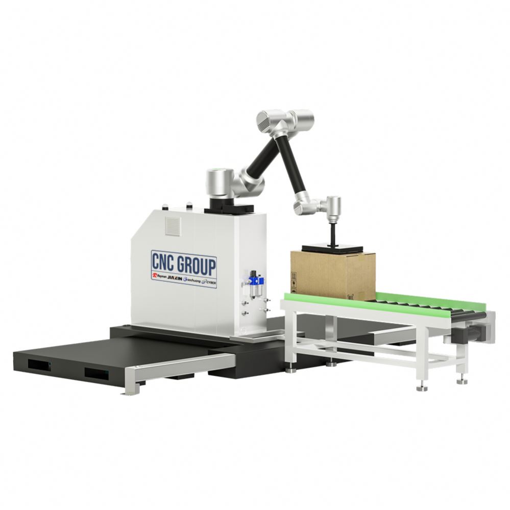 Geïntegreerd mobiel palletiseer-cobotwerkstation, collaboratieve robotpalletstapelaar, automatisch pick-and-place-systeem voor kartonnen dozen.