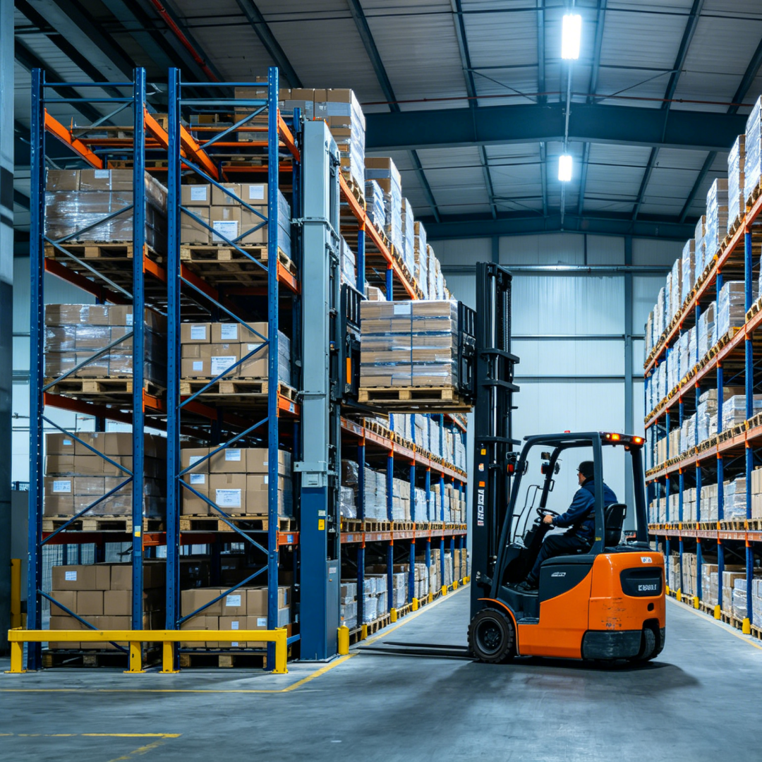 Geoptimaliseerd dubbeldiep stellingensysteem: Structureel dubbeldiep palletstellingsysteem voor magazijnlogistiek.