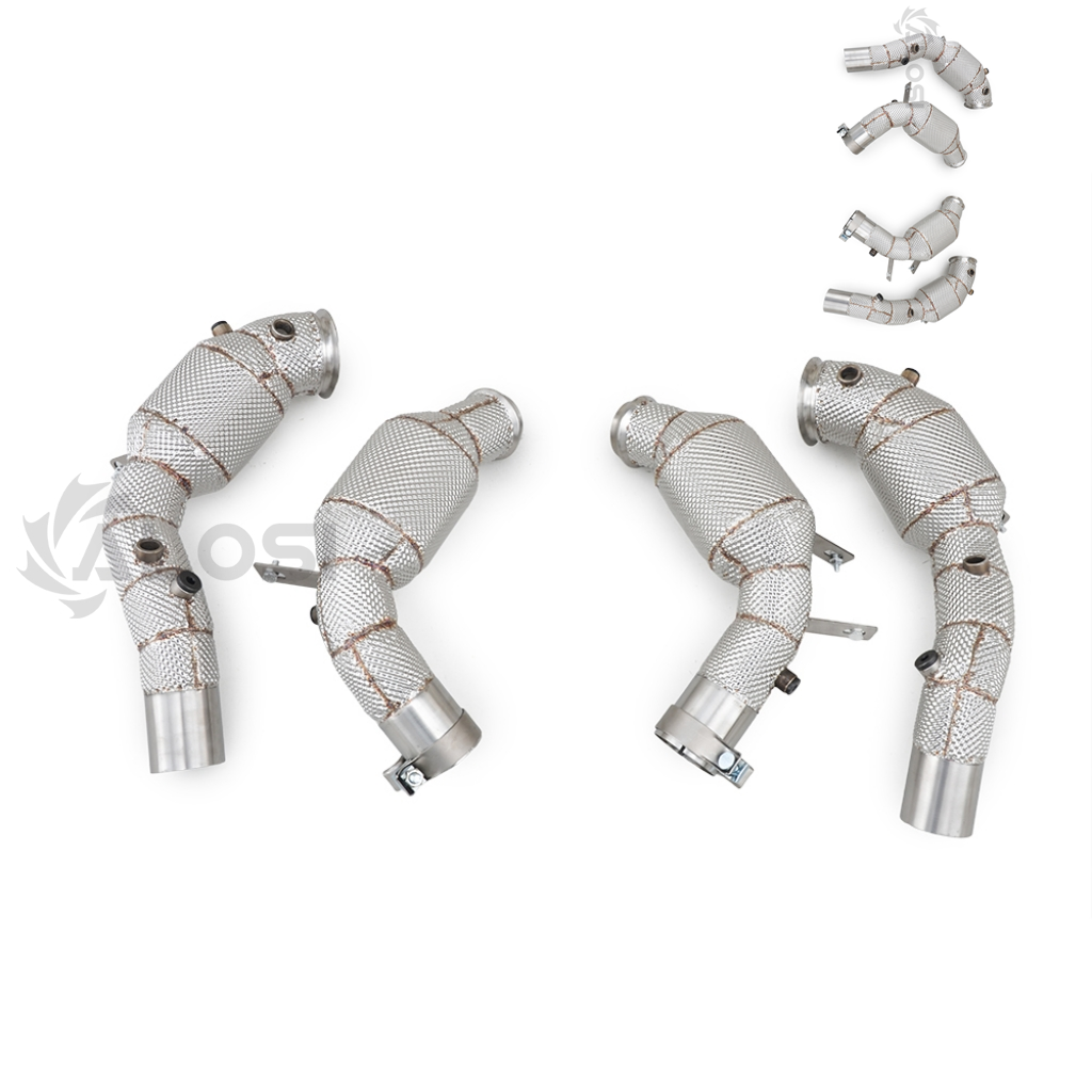 Turbo Downpipe set (set van twee) geschikt voor BMW M5 F90 S63 4.4T Twin Turbo V8 2017-2023, SS304 gebogen buizen met brede boring.