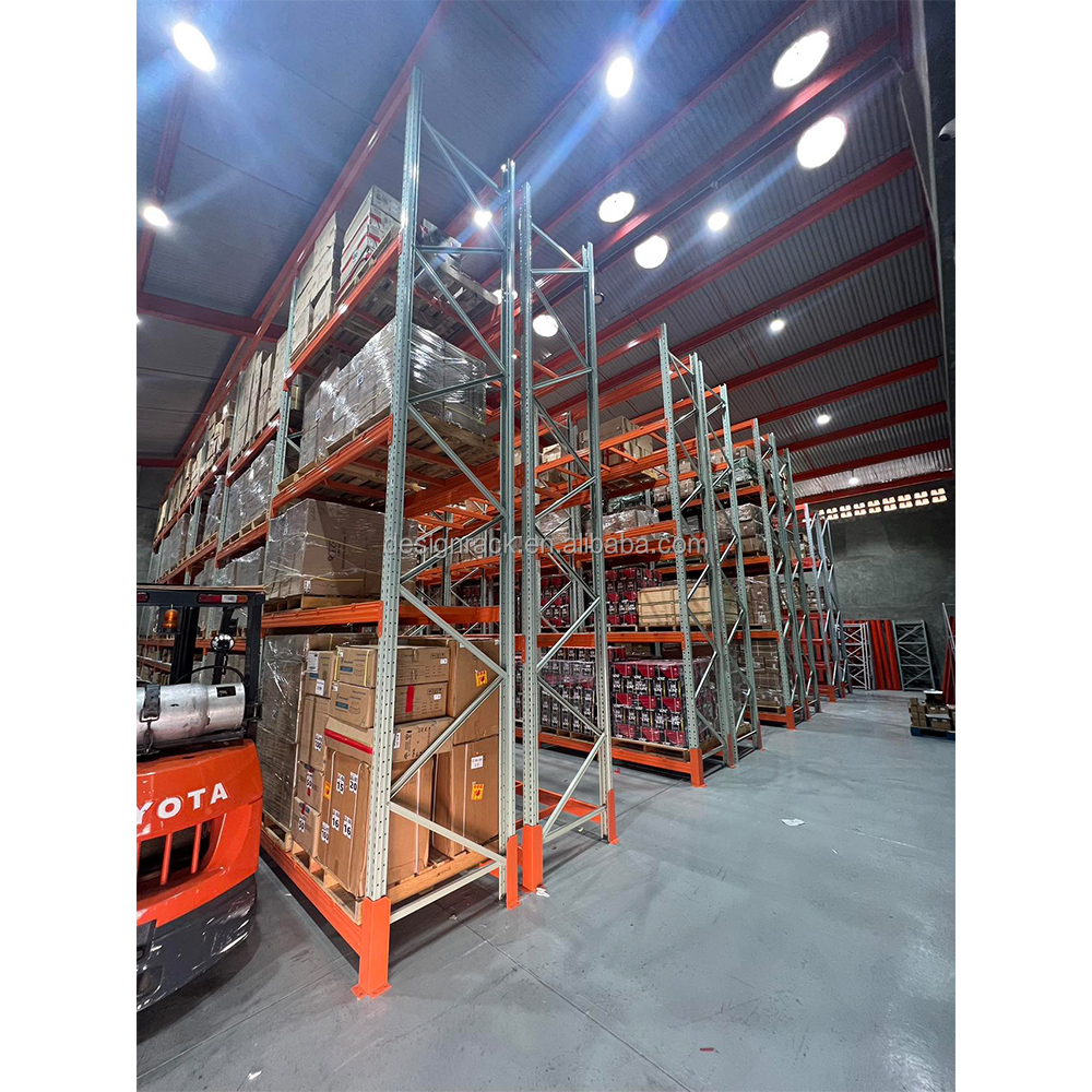 Efficiënt, robuust, boutloos, stalen selectief palletrek met 5 lagen, verstelbaar, voor magazijnopslag en ruimtebesparing.