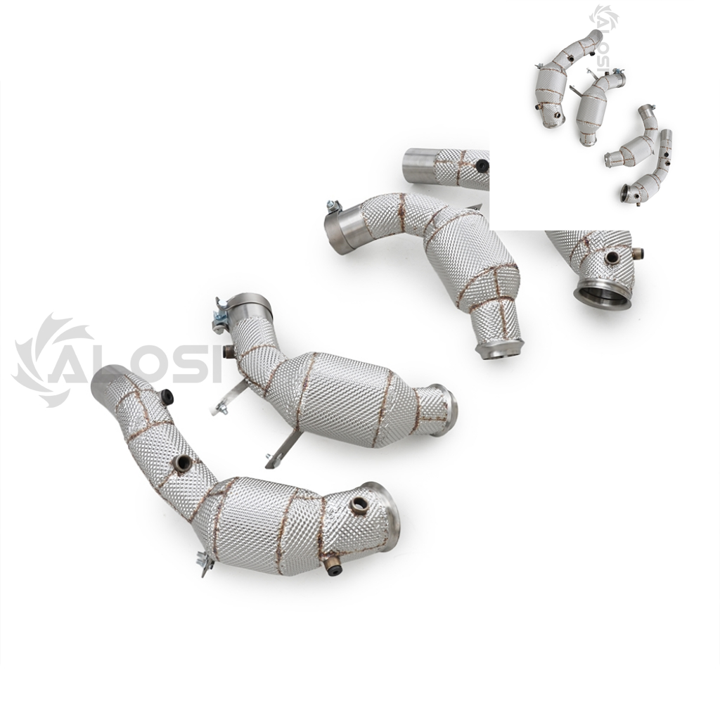 Turbo Downpipe set (set van twee) geschikt voor BMW M5 F90 S63 4.4T Twin Turbo V8 2017-2023, SS304 gebogen buizen met brede boring.
