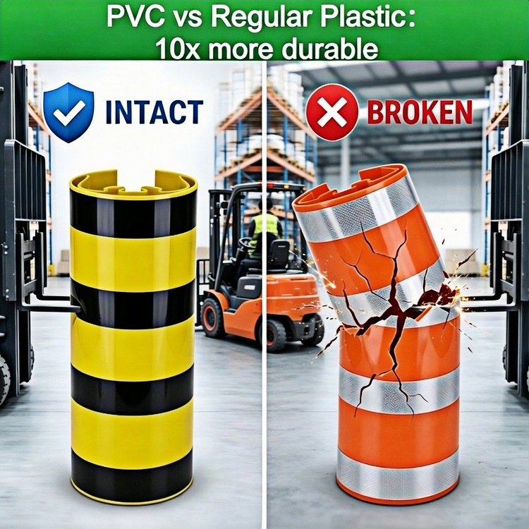 Palletstellingbeschermer, staanderbescherming van PVC/PE, geëxtrudeerd en gesneden, CE-gecertificeerd.
