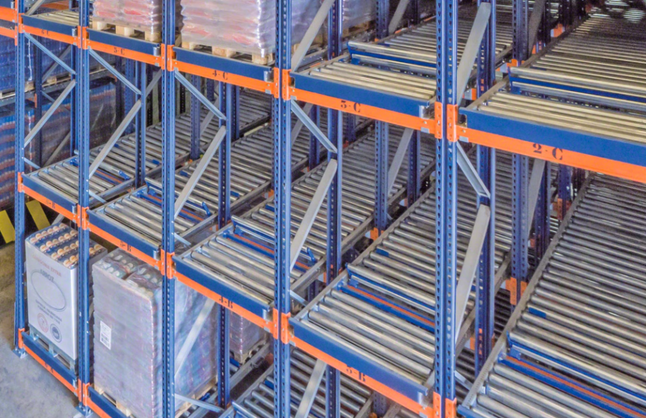 Magazijnstellingen, stellingsystemen, palletstellingen, zwaartekrachtrolstellingen, doorrolstellingen, Movotec MTG100, 1 jaar garantie