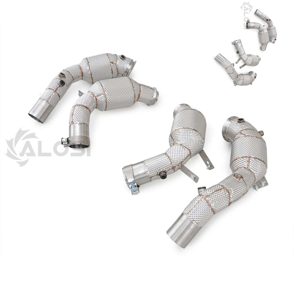 Turbo Downpipe set (set van twee) geschikt voor BMW M5 F90 S63 4.4T Twin Turbo V8 2017-2023, SS304 gebogen buizen met brede boring.