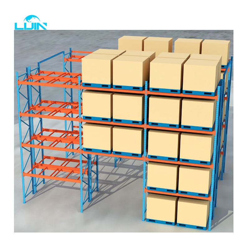 Verstelbaar, boutloos, industrieel palletstellingensysteem voor zwaar gebruik, stalen en metalen opslagrekken voor magazijnen.