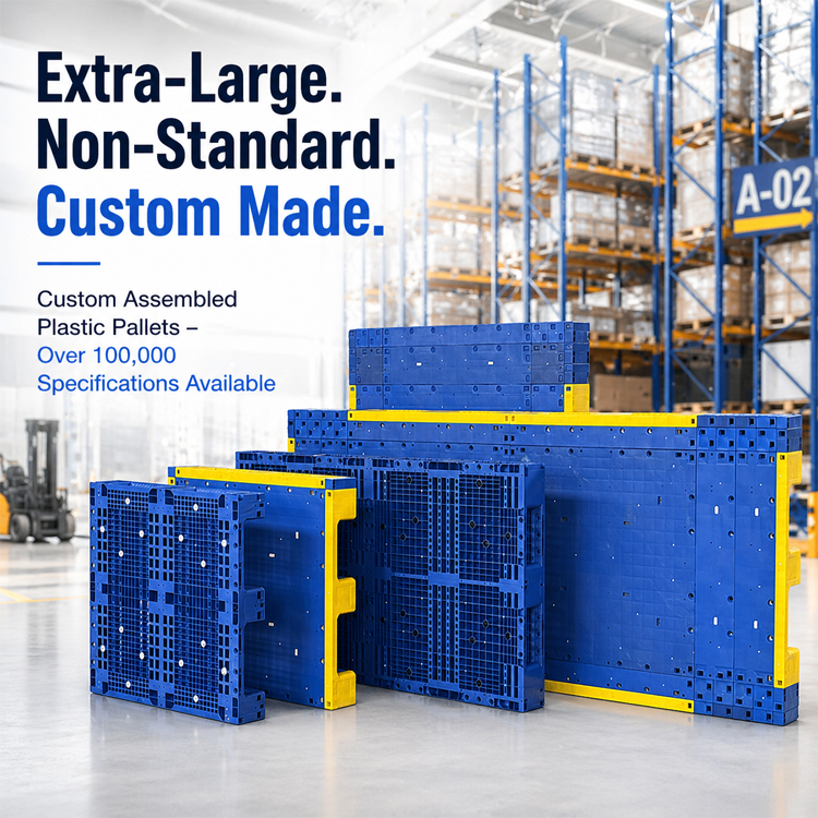 Aanpasbare, zware kunststof pallets 2200*1800mm met 3 geleiders en gesloten dek voor magazijnen