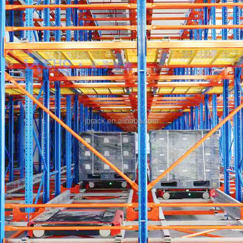 Robuust 4-weg shuttle-stellingsysteem van staal, radiogestuurde palletstelling, geautomatiseerde magazijnopslag met hoge dichtheid. Fabrikant van dergelijke systemen.
