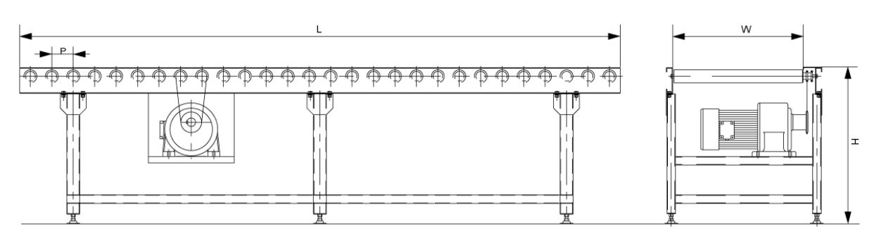Technische constructietekening rollenbaan