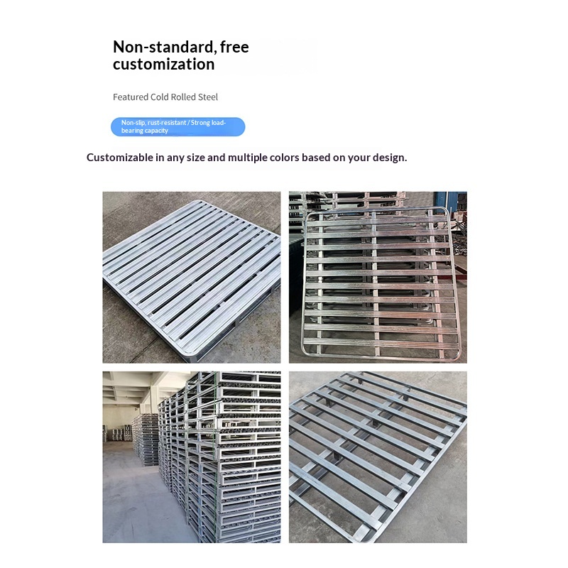 Groothandel in enkelzijdige, vochtbestendige, gegalvaniseerde stalen pallets voor magazijnlogistiek, heftruckplatformkussens en dynamische belasting.