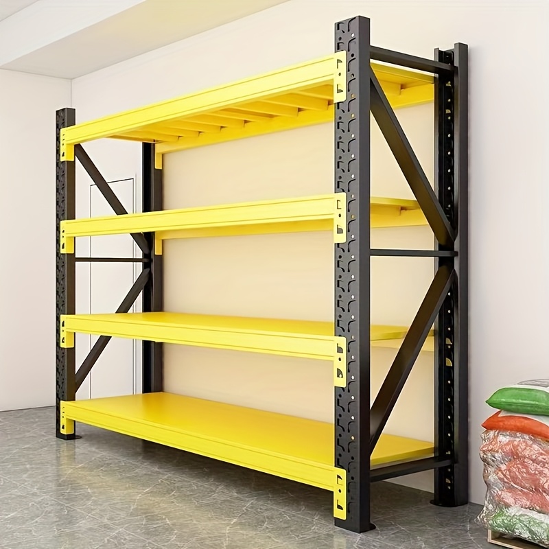 Boutloze, verstelbare, zware stalen stellingen met een draagvermogen van 300 kg per laag, geschikt voor magazijnen en industriële toepassingen.