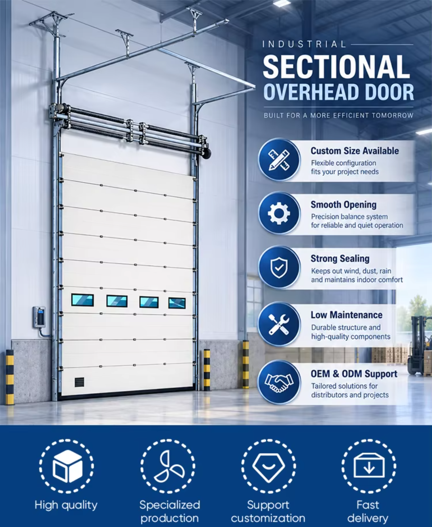Sectionale overheaddeur T500 geïsoleerd paneel verticale lift kijkvenster residentiële garage