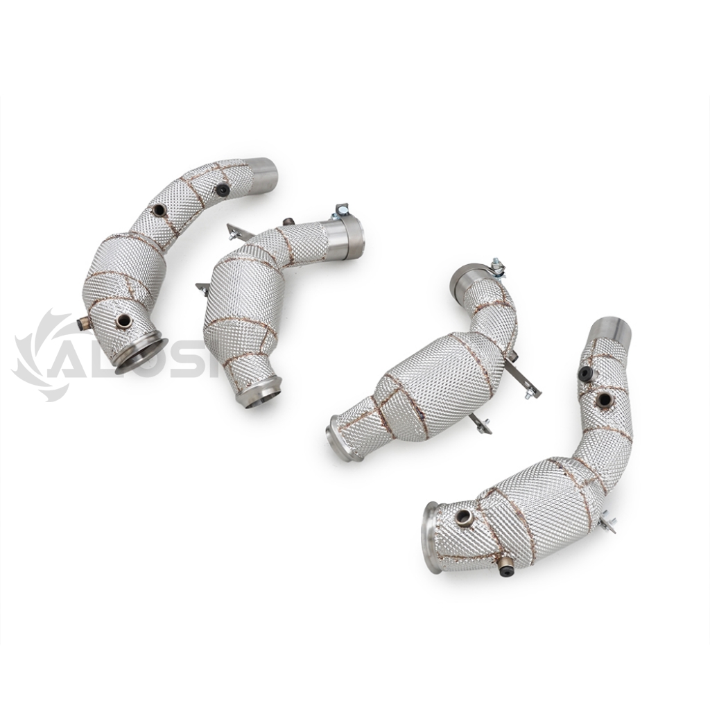 Turbo Downpipe set (set van twee) geschikt voor BMW M5 F90 S63 4.4T Twin Turbo V8 2017-2023, SS304 gebogen buizen met brede boring.