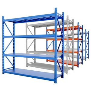 Fabrieksrechtstreeks: Stalen 4-laags/500 kg draagvermogen zware palletstelling, boutverbinding, metalen stellingen met lange overspanning, industriële magazijnopslagstellingen.