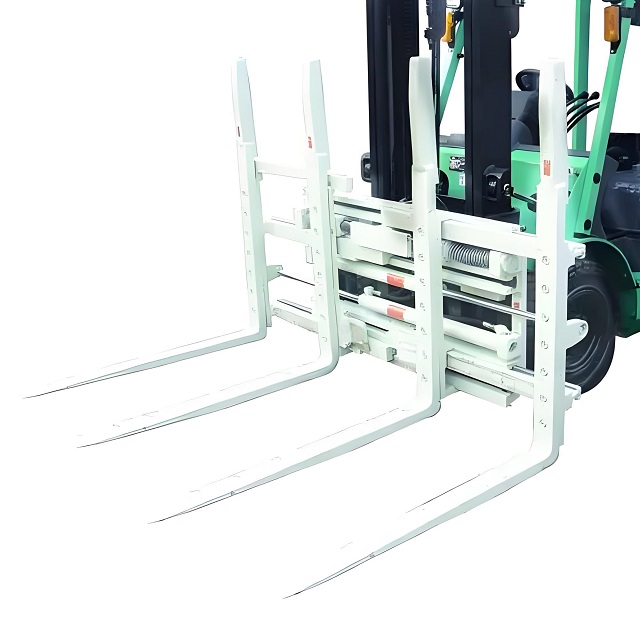 Enkel-dubbel pallethandler: efficiënt systeem voor het gelijktijdig verplaatsen van twee pallets.