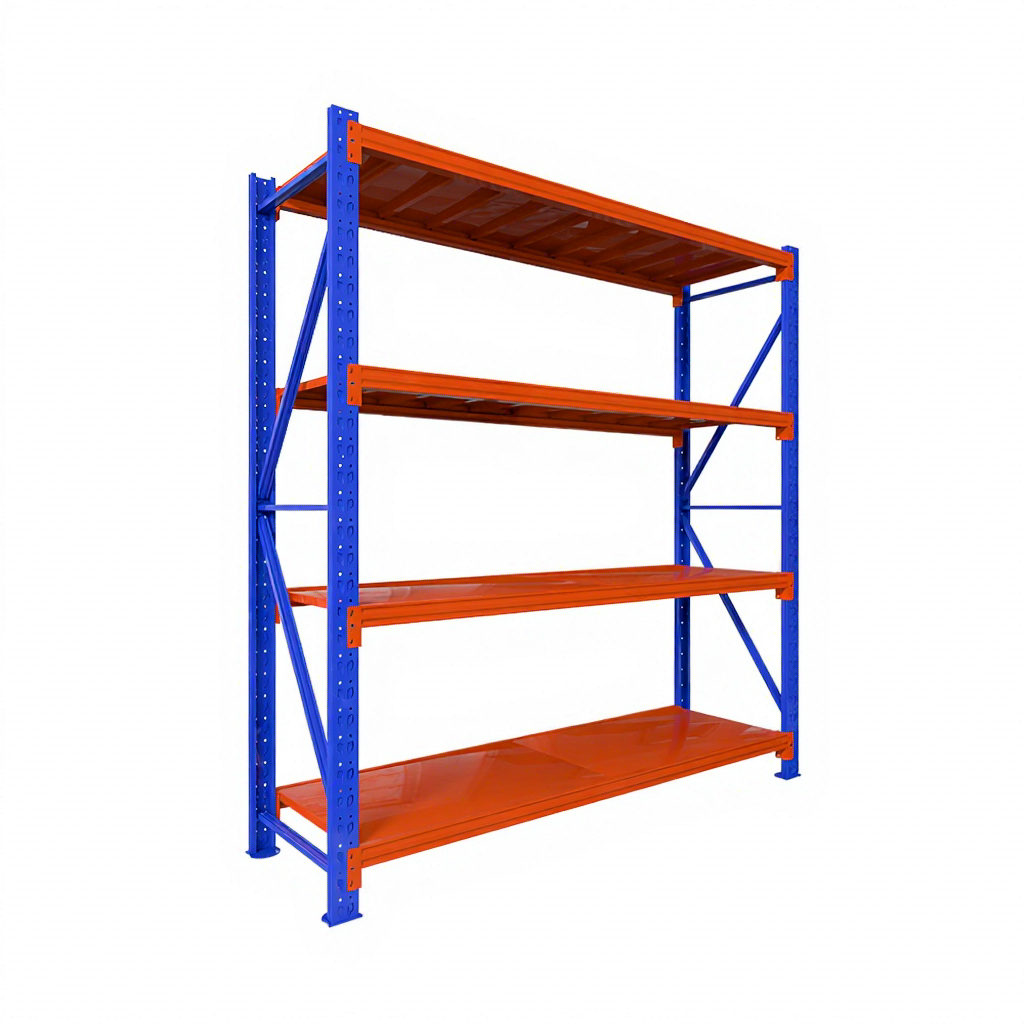 Verstelbare metalen stellingen zonder bouten, magazijnstellingen, middelzware metalen stellingen.