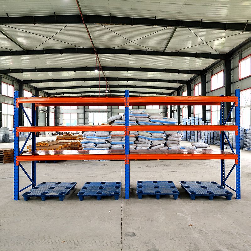 Op maat gemaakt, robuust 5-laags industrieel palletstellingsysteem, stalen magazijnopslagplank met metalen schappen, industrieel rek