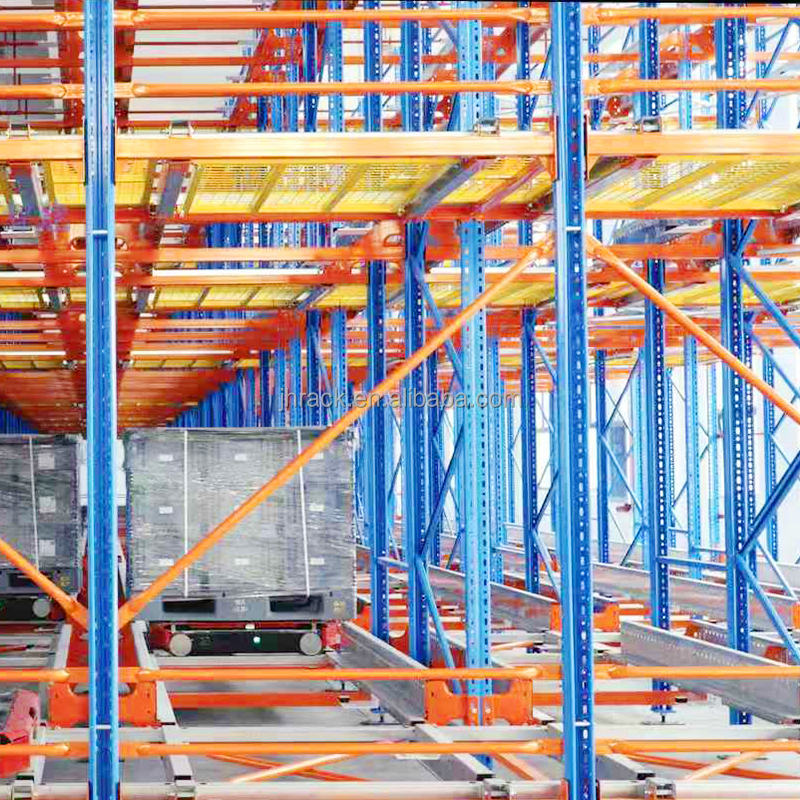 Robuust 4-weg shuttle-stellingsysteem van staal, radiogestuurde palletstelling, geautomatiseerde magazijnopslag met hoge dichtheid. Fabrikant van dergelijke systemen.