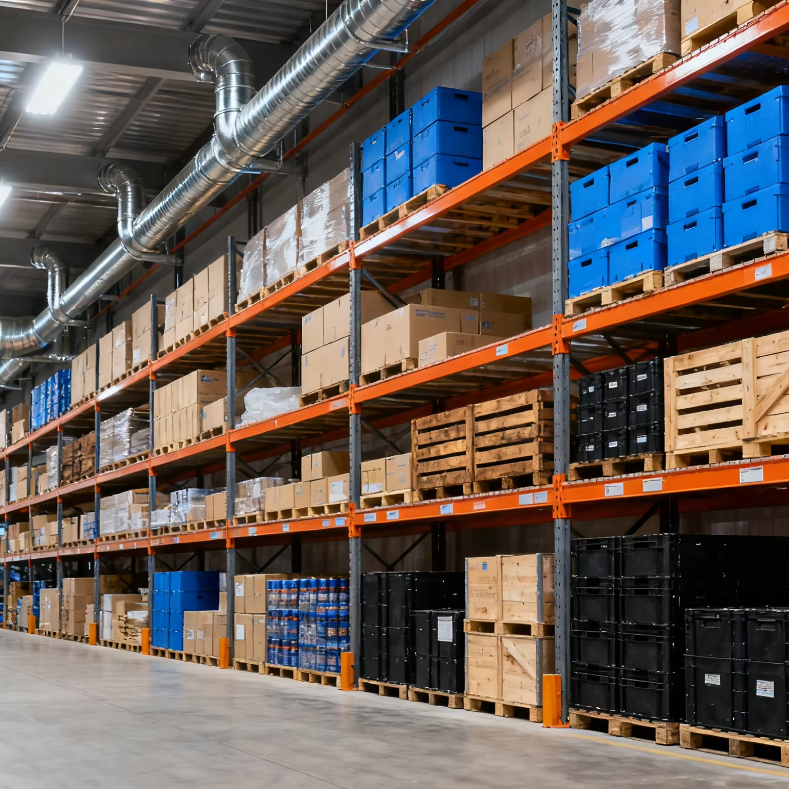 Groothandel in zware stalen palletstellingen met corrosiebescherming, CE-gecertificeerd en gepoedercoat. Opslagstellingen voor magazijnen.